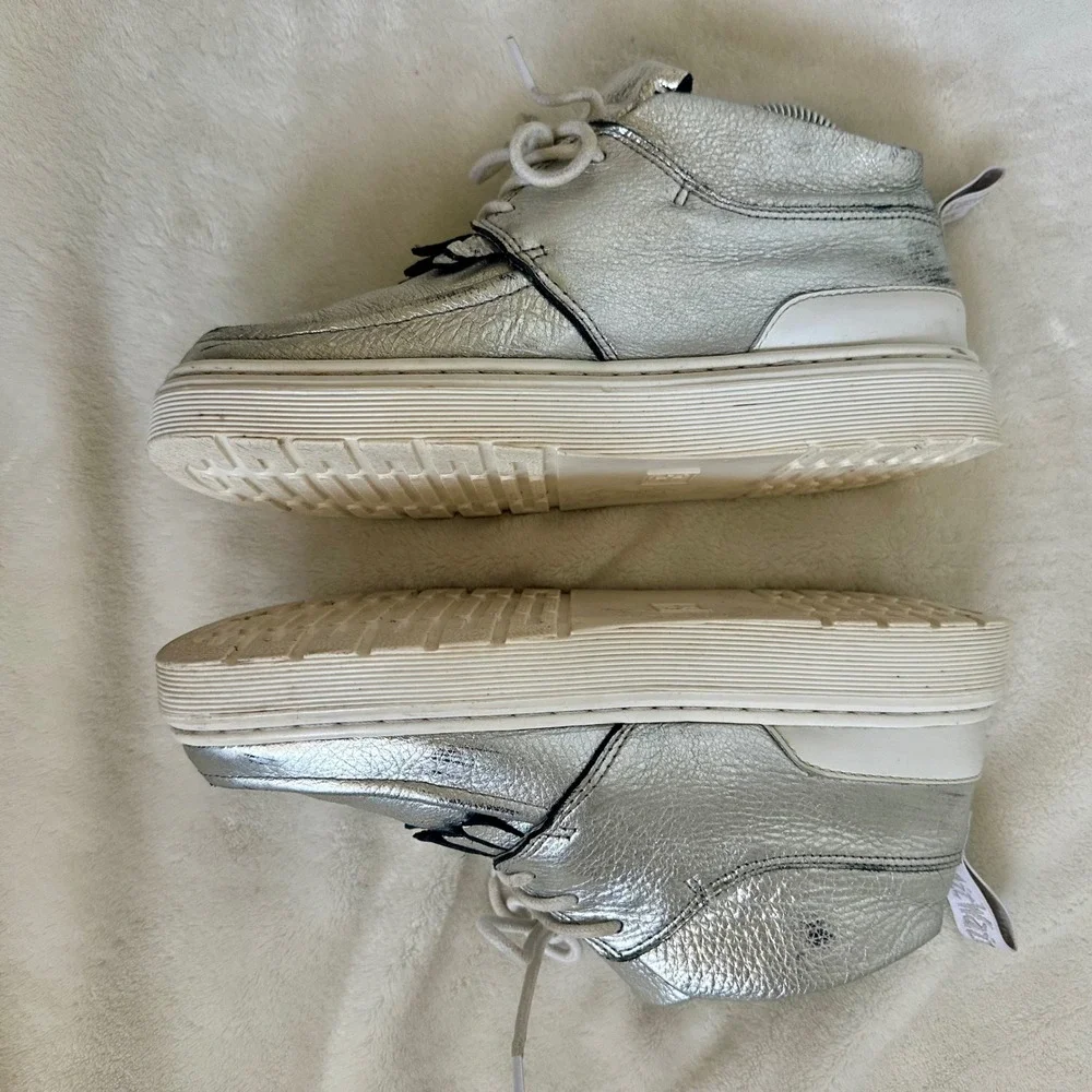Dr. Martens Jemima Silver Metallic Kiltie Leather Chukka‎ Boots Women's Size 7